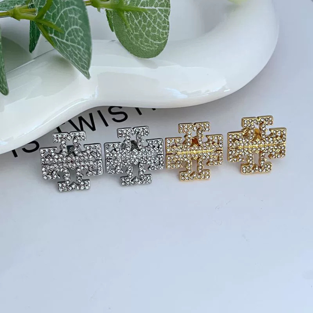 Tory Burch Full Diamond Metal Letter Studs